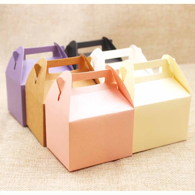 10pcs blank cute gift box .Mutli color candy/wedding favors display box  .kraft/pink/purple/black