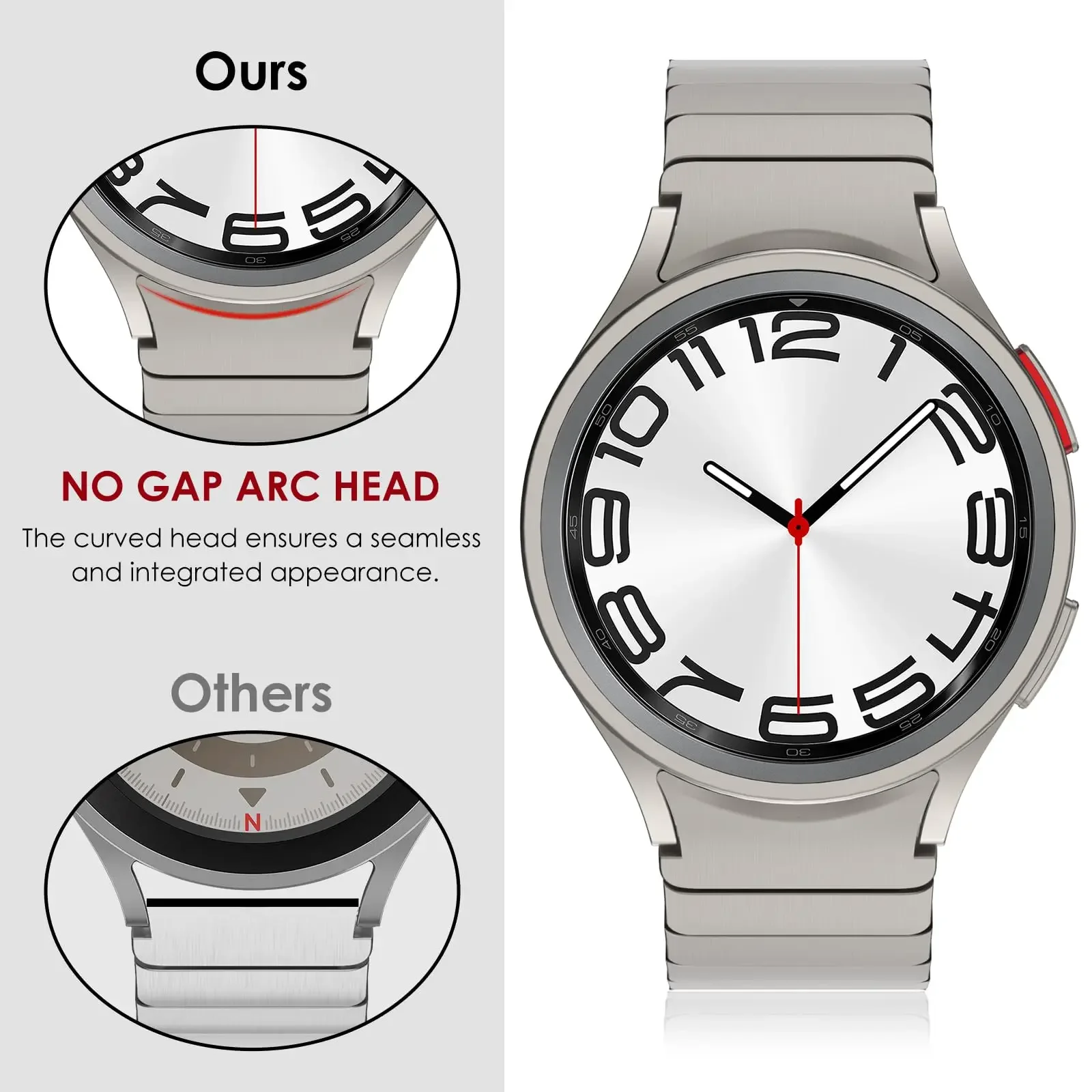 Seamless Stainless Steel Magnetic Link Bracelet Strap