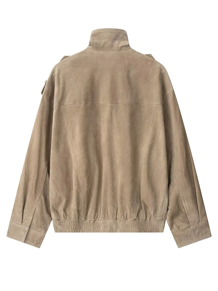 Women Suede Jacket 2026 New Spring Fashion Long Sleeve Zipper Loose Jackets Coat Chic Female High Street Casual Outerwear ﻿ ﻿ ﻿