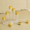 6pcs 5ml 10ml 15ml 20ml 25ml 35ml Glass Bottles with Gold Plastic Screw Caps Empty Glass Jars Crafts Bottles Food Grade Storage 4