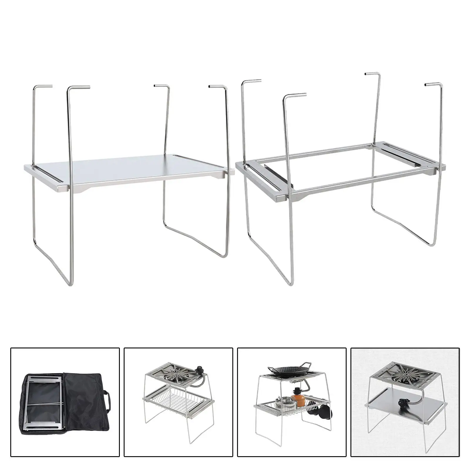 Single Unit Frame Stove Table with Bag Multifunctional Stand Folded Shelf for Family Reunions Hiking Backpacking Garden Fishing