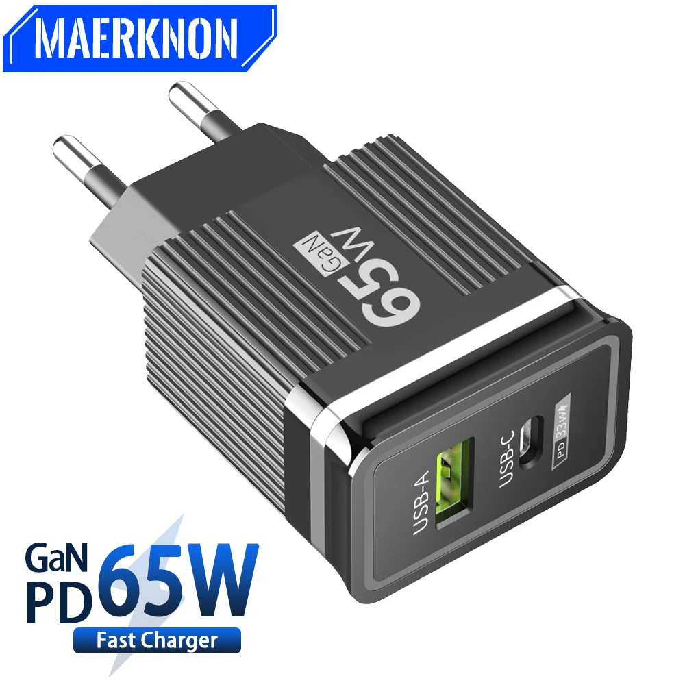 

65W GaN USB PD Type C Fast Charging Power Adapter Quick Charge 3.0 For iPhone 14 Xiaomi Samsung Huawei Mobile Phone USB Charger