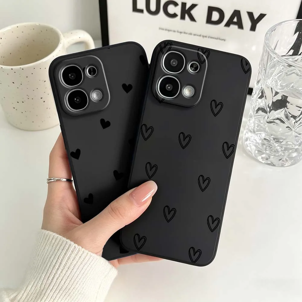 Chic Black Heart Pattern Phone Case