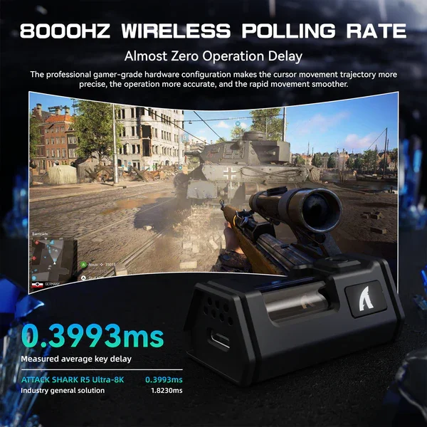 ATTACK SHARK R5 울트라 인체공학적 게이밍 마우스 39g 카본 파이버 PAW3950MAX 42000DPI 무선 마우스 (노트북 게이머용)