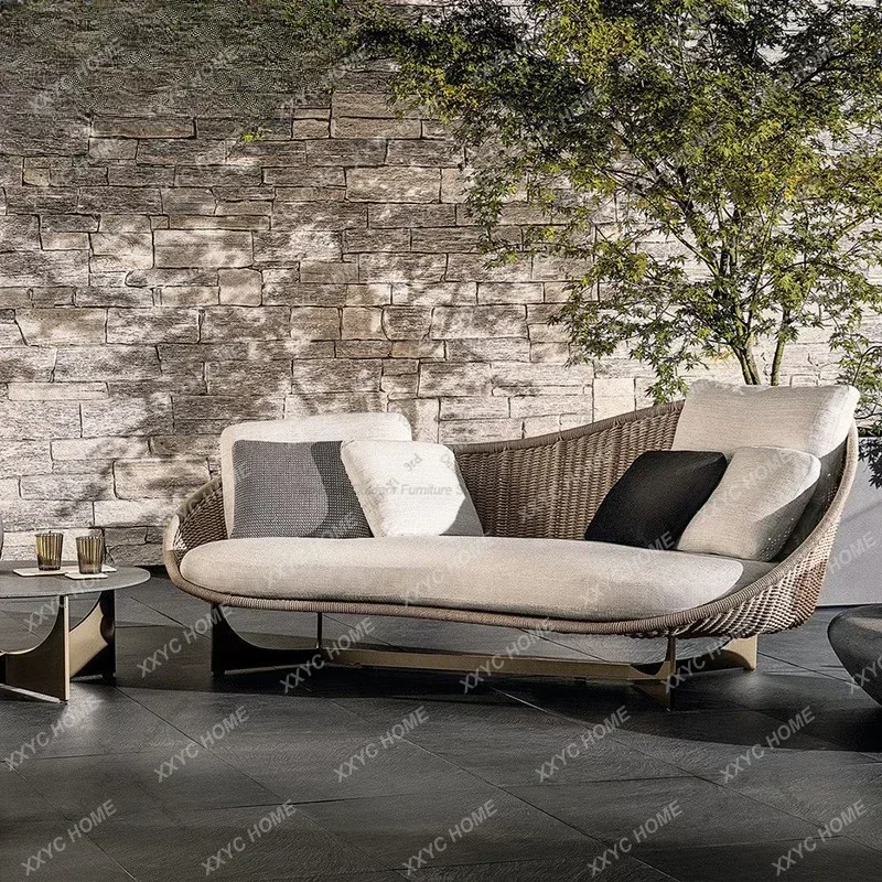Nordic Waterproof Sunscreen Rattan Weaving Garden Sofas Designer Simplicity Outdoor Furniture Divano HBOS