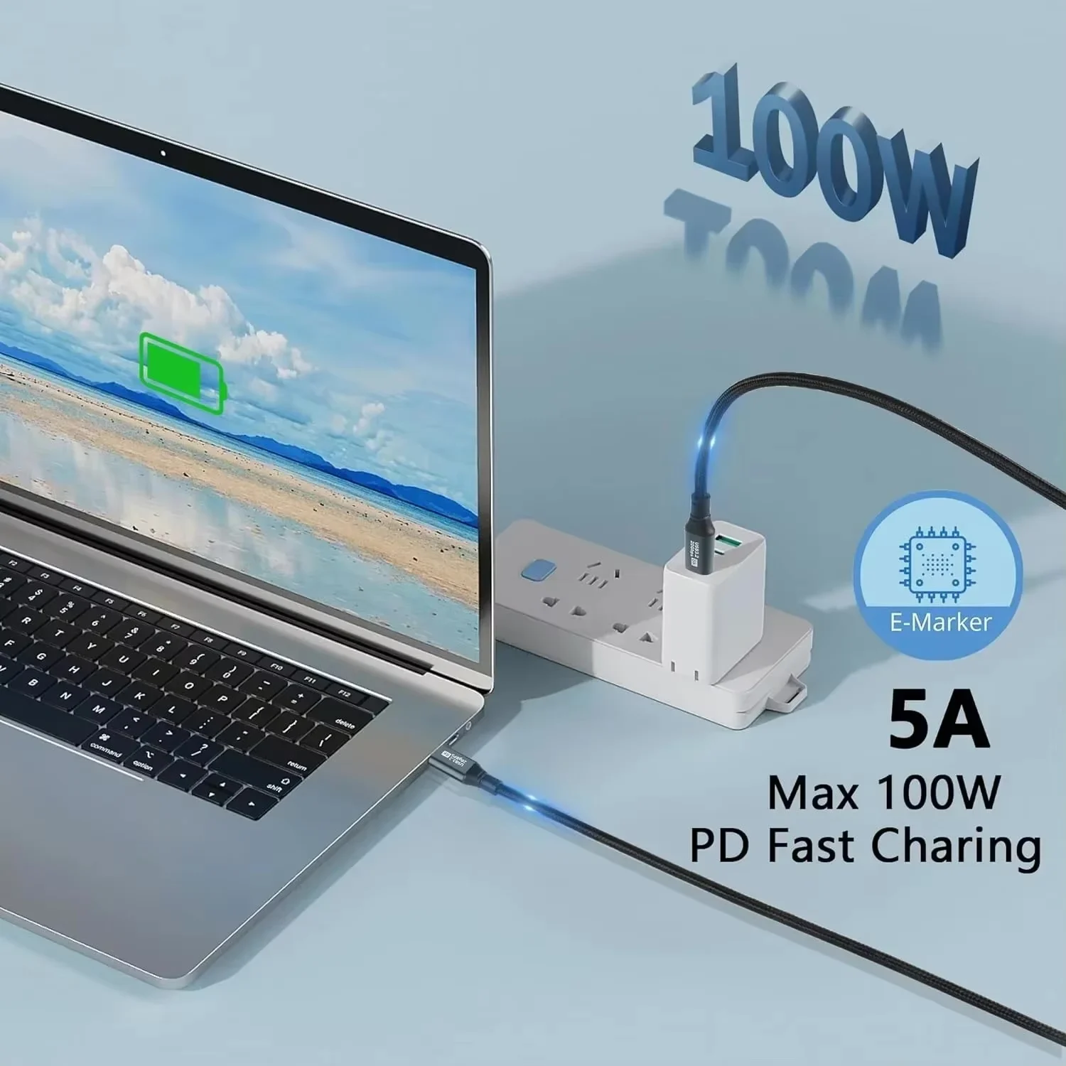 High-Speed USB-C to USB-C 100W PD Charging & Data Transfer Cable with 8K Video Output