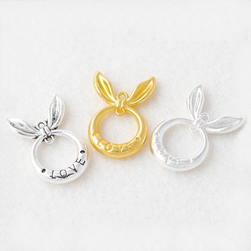 

50 PCS 16.5x25mm Fashion Alloy Gold/Silver Plated Rabbit Pendant Connector For Diy Jewelry Making Accessories