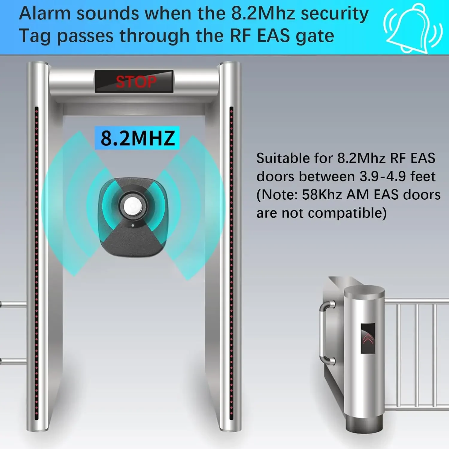 100pcs Anti-Theft Retail EAS 8.2MHz Security Hard Tag RF Square Retail Security Tags for Garment Supermarket with Pins Unlock security tag accessory