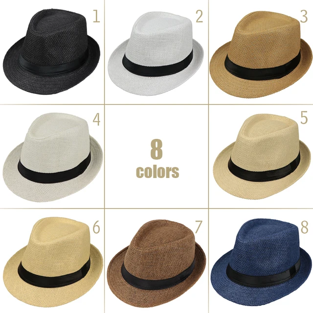 Men Women Fedora Hat Trilby Cuban Style Upturn Short Brim Cap Hat Panama - Foto 3