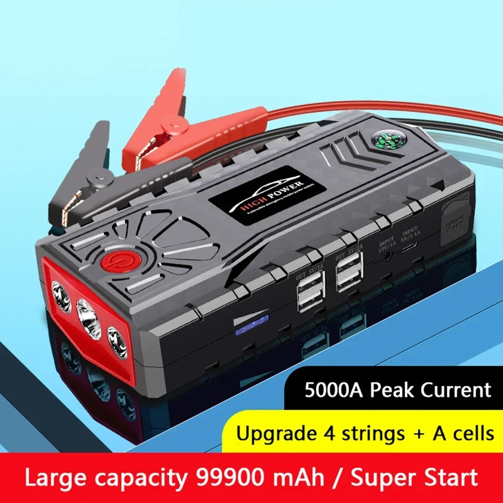 99800mAh Car Jump Starter Power Bank 12V Portable Car Battery Booster Charger Air Pump Tyre Inflator Compressor Starting Device