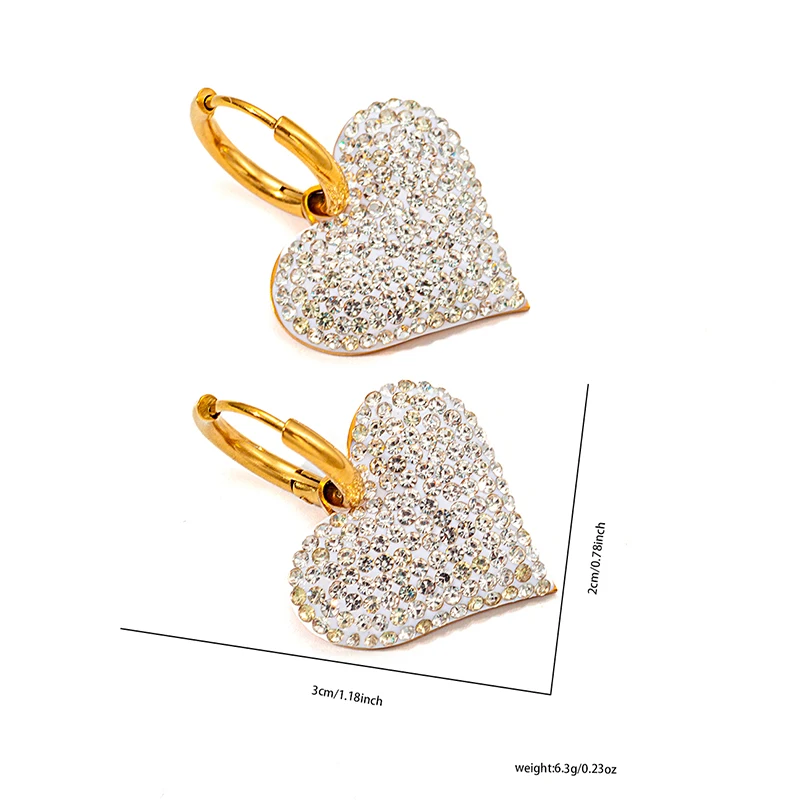 ANENJERY 316L Stainless Steel Green White Zircon Love Heart Necklace Earrings For Women Sparkling Jewelry Gifts Wholesale