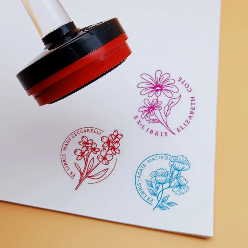 Ex Libris Personalized Photopolymer Ink Stamps for Books Self Inking Stamp Book Stamp Name Stamps