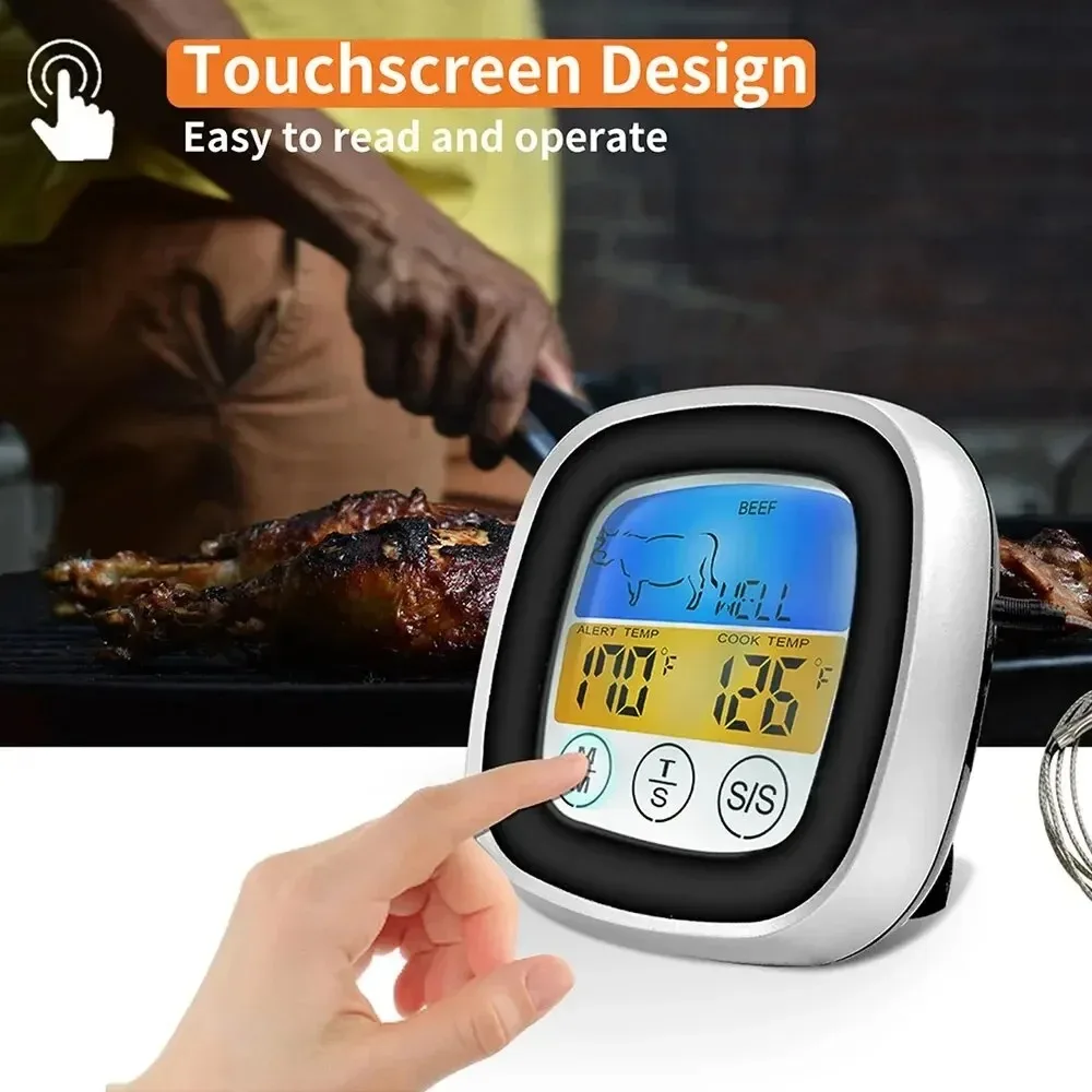 Digital touch screen food thermometer, kitchen electronic timer, barbecue meat baking Temperature, Cooking,термометр для гриля 5