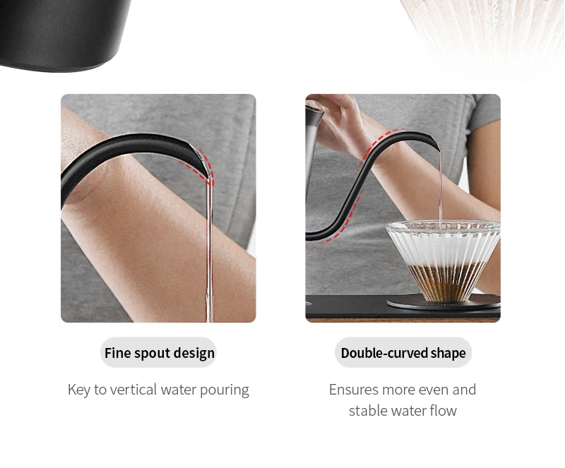 Description Picture 6 of itemMHW-3BOMBER Electric Kettle Precision Temperature Gooseneck 1200W Stainless Steel Pour Over Coffee Pot Home Kitchen Accessories