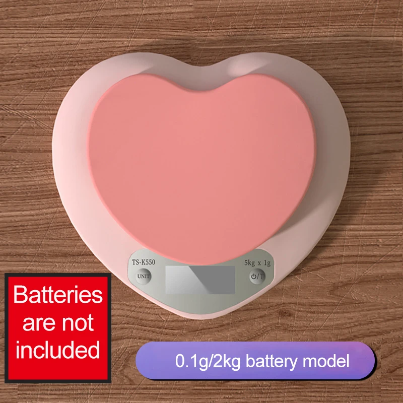 Pink Heart Kitchen Scale 5kg/1g - High Precision D...