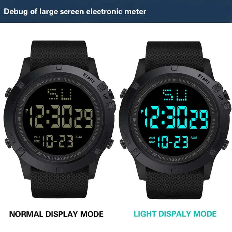 YIKAZE LED Men Sports Watch Black Dial Multifunction Men's Digital Watch Alarm Clock Stopwatch Fitness Electronic Wristwatch man 5