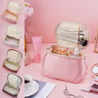 Sac de Maquillage en Cuir PU à Double Couche, Grande Capacité, Organisateur de Cosmétiques de Luxe, Accessoires de Voyage pour Femmes 3