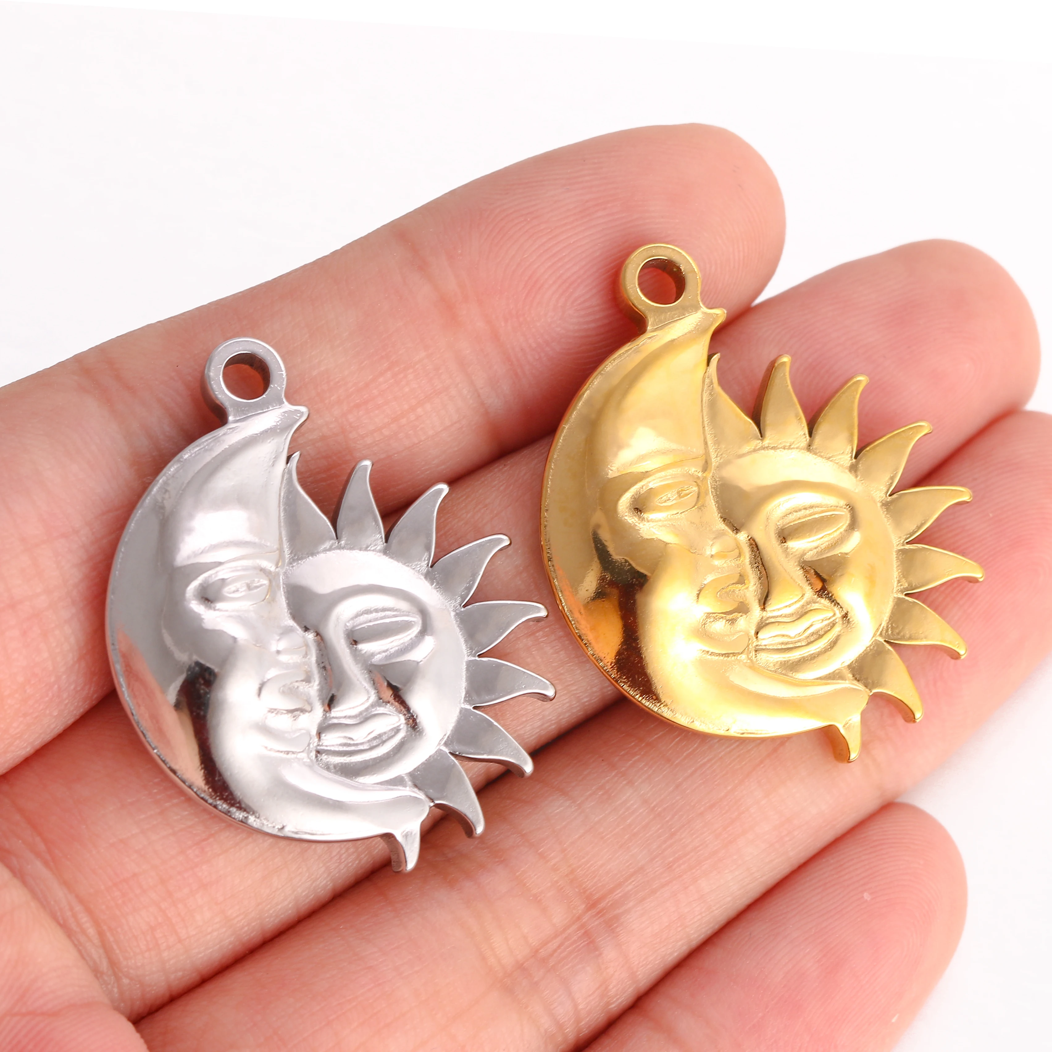 

3Pcs/Lot Vintage улыбка подвески небесное солнце и луна подвески из нержавеющей стали подвески DIY ожерелье, браслет для изготовления аксессуаров