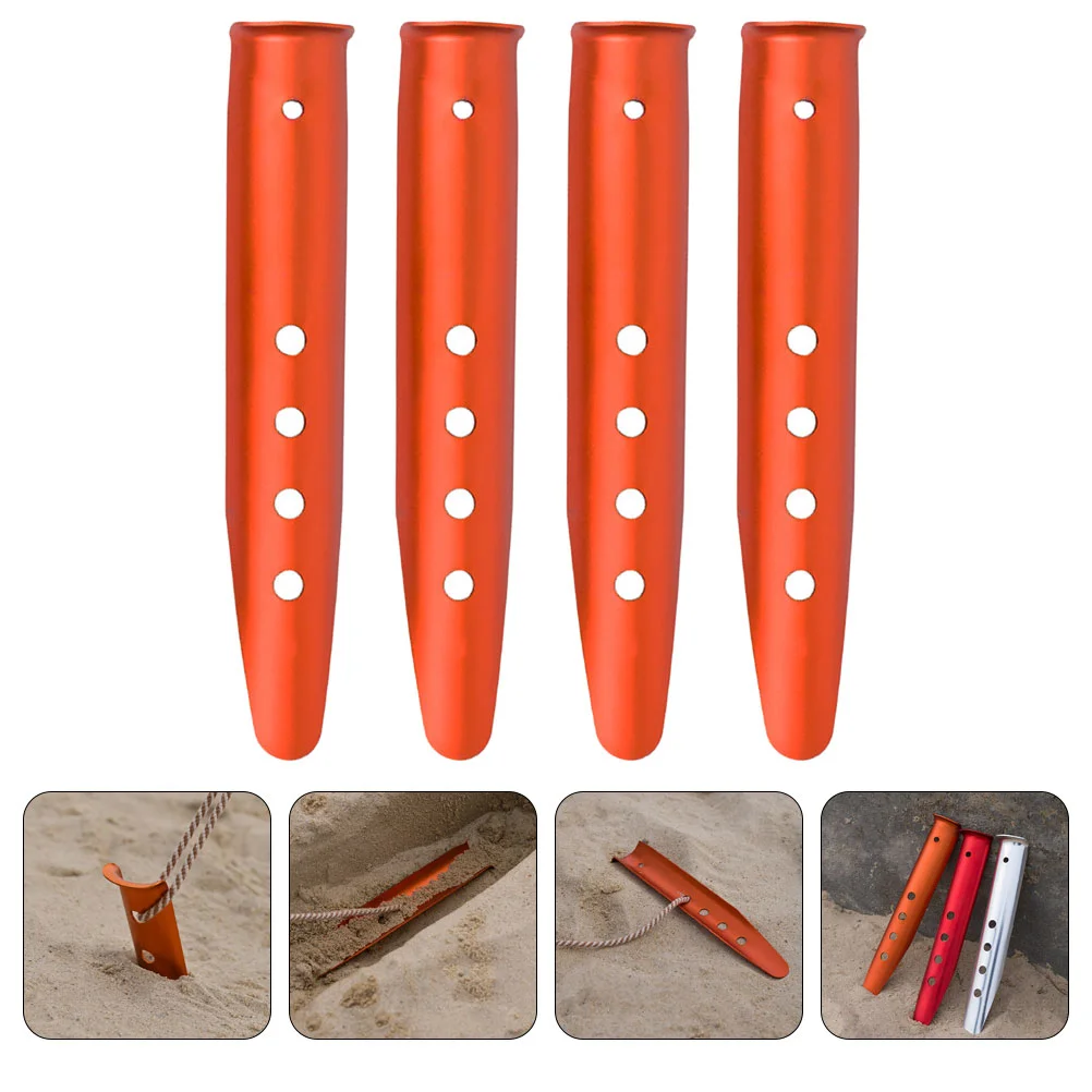 

4 Pcs U-shaped Ground Nail Camping Nails Tent Sand Stakes Portable Aluminum Alloy Wear-resistant Beach Travel Outdoor Pegs