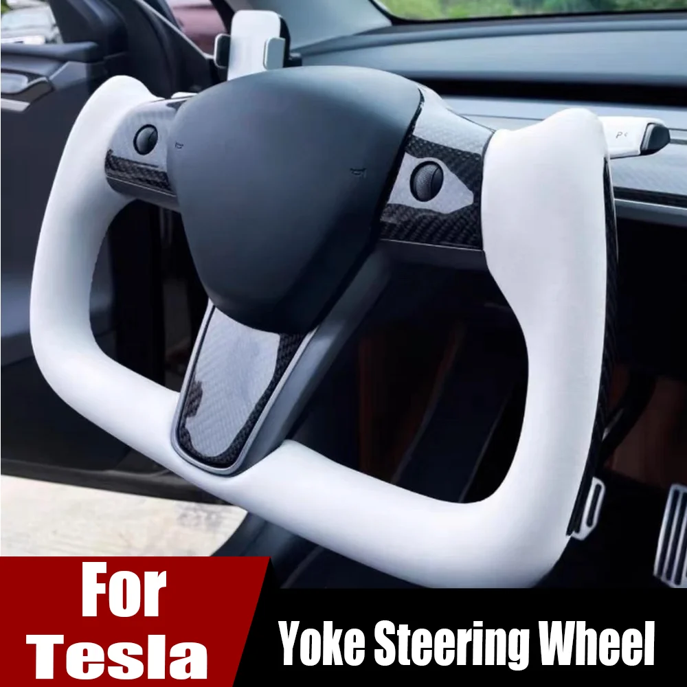 

For Tesla Y 3 Yoke Steering Wheel Heating Optional Personalized Customized Real Carbon Fiber Yoke Handle Model 3 Y 2017 to 2023