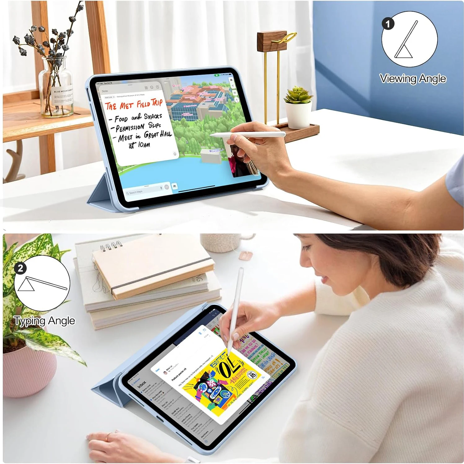 Tri-Fold Flip Case Magnetic Stand PU Leather Protective Cover