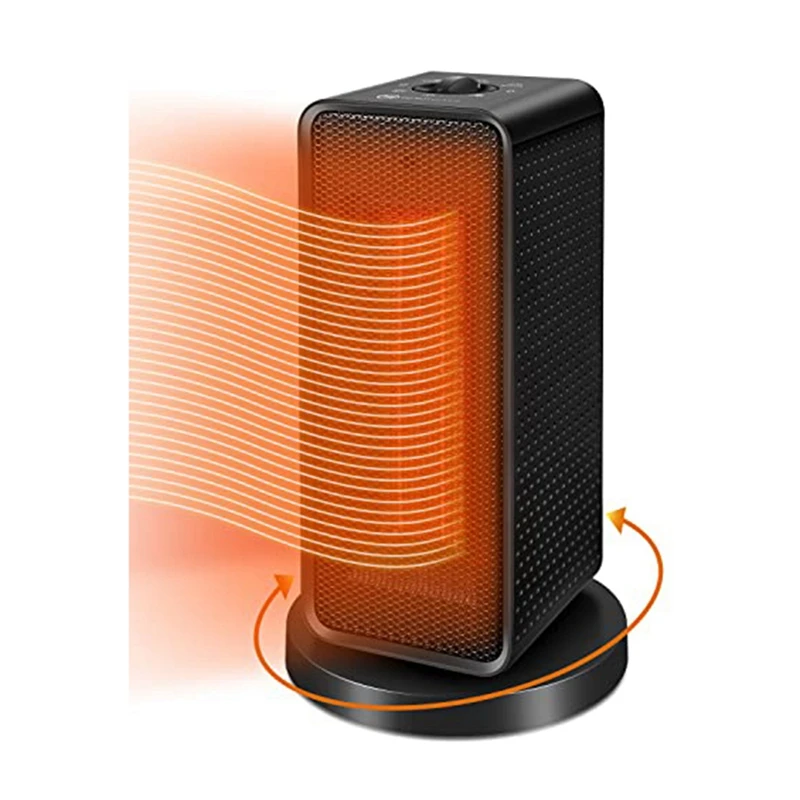 AD-Adjustable Thermostat Portable Space Heater Electric PTC Heater Fan Fast  Heating Up Overheating Protection-EU Plug
