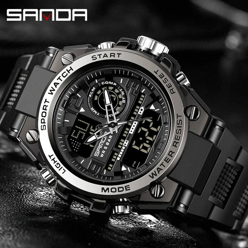 SANDA 6024 2023 Top Brand Men's Watches 5ATM Waterproof Sport Military Wristwatch Quartz Watch for Men Clock Relogio Masculino 3