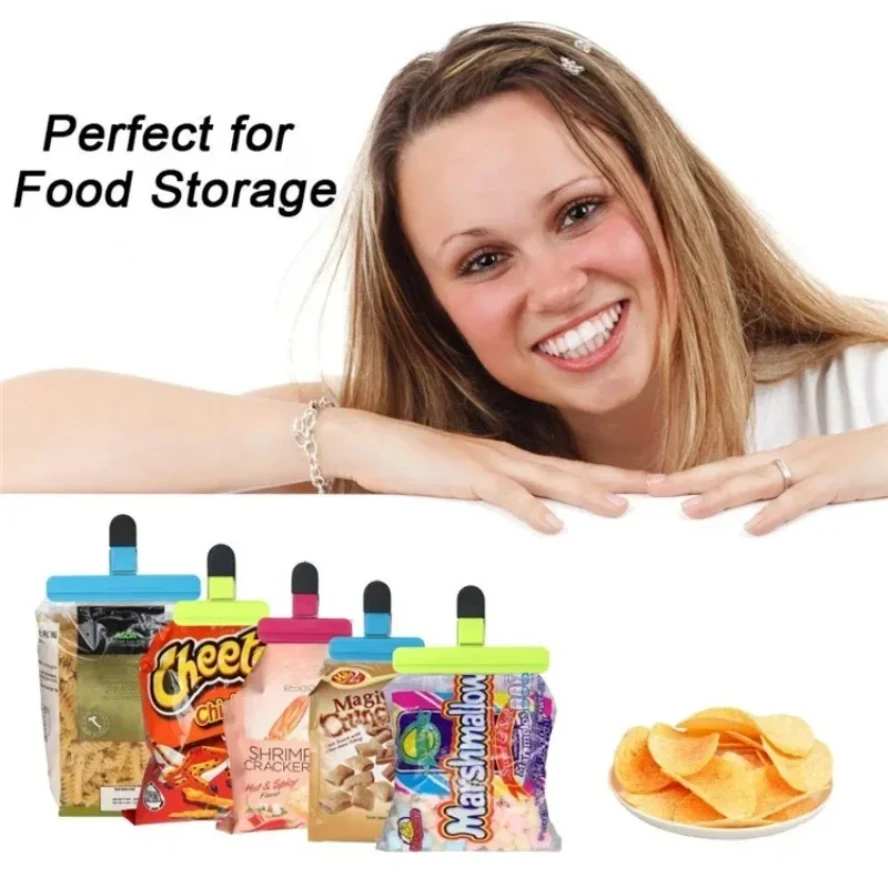 6pcs T-type Kitchen Food Sealing Clip Household Tea Snacks Plastic Bag Moisture Proof and Leak Proof Multipurpose Sealing Clip