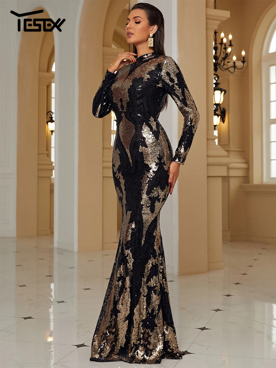 فستان Yesexy نسائي شتوي جديد بأكمام طويلة وياقة مد...