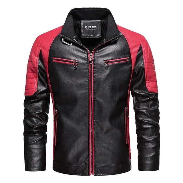 Men's Fashion Punk Leather Jacket Handsome Soild Color Men's Coat Motor  Leather Jacket Male Jaqueta Masculinas Couro Outwear