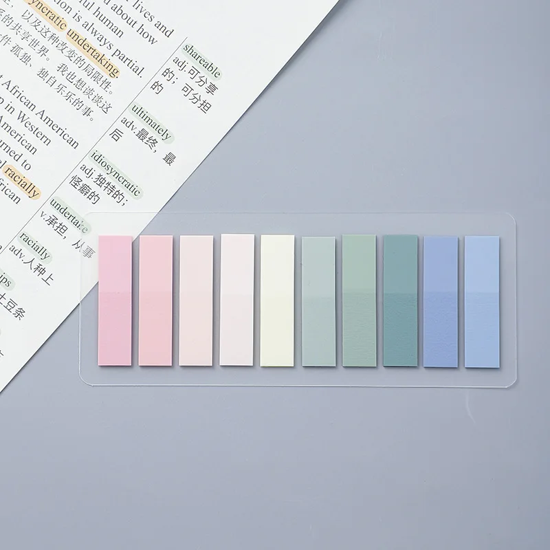 200 Blatt Aufkleber, transparent, klebrig, Notizblöcke, Notizblöcke, transparentes Lesezeichen, Lesebuch, Schreibwaren, Schulbedarf – Detail 8