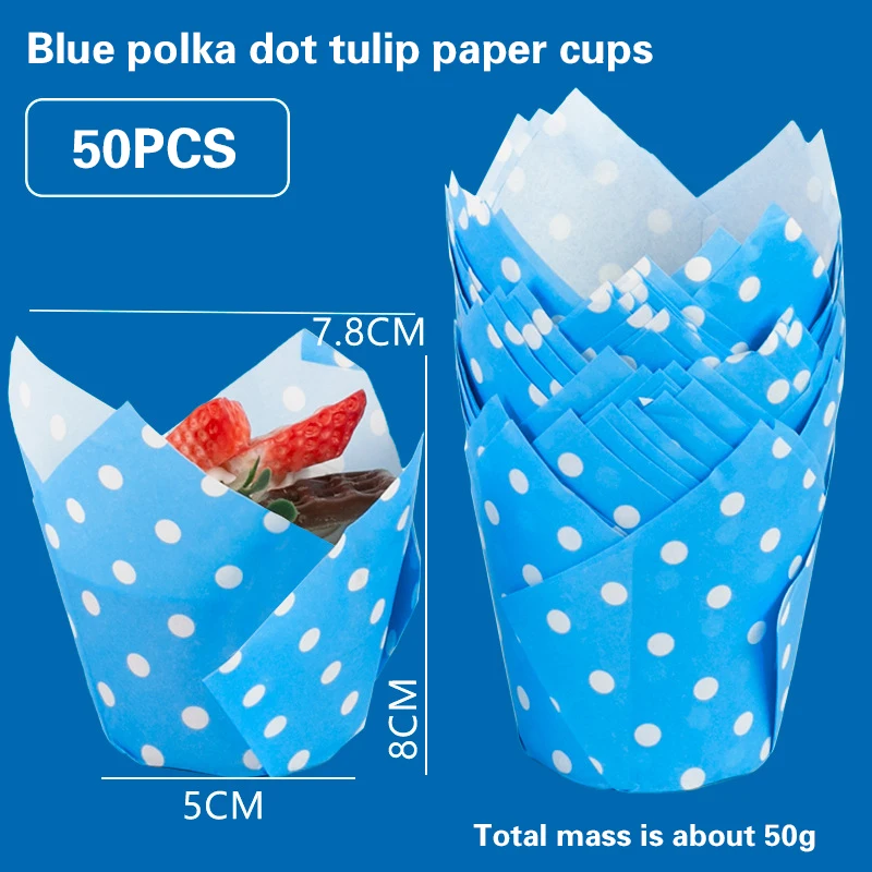 Tulip Muffin Cupcake Paper Cups - Oilproof Liners for Baking and Decorating (50 Pack)