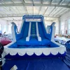 Free air shipping Giant blue Inflatable double Water Slide Dolphin Pool Slide Inflatable bounce house With Pool For Adult kids 2