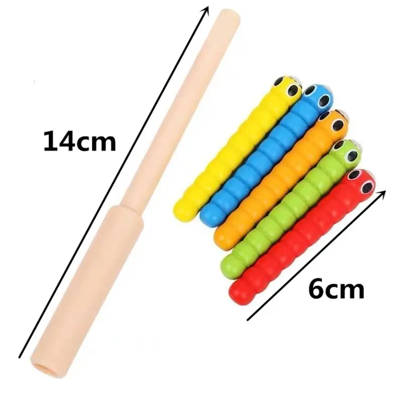 

HUYU Wooden Busy Board Baby Desk Toy Montessori Toy for w/ 5 for Caterpillar 1 Rod Magnetic Fishing Playset for Kindergarten