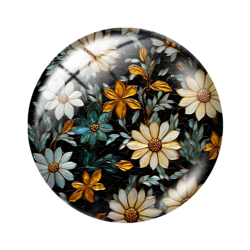 Stunning Renaissance Seamless Florals  10pcs 12mm/18mm/20mm/25mm Round photo glass cabochon demo flat back Making findings