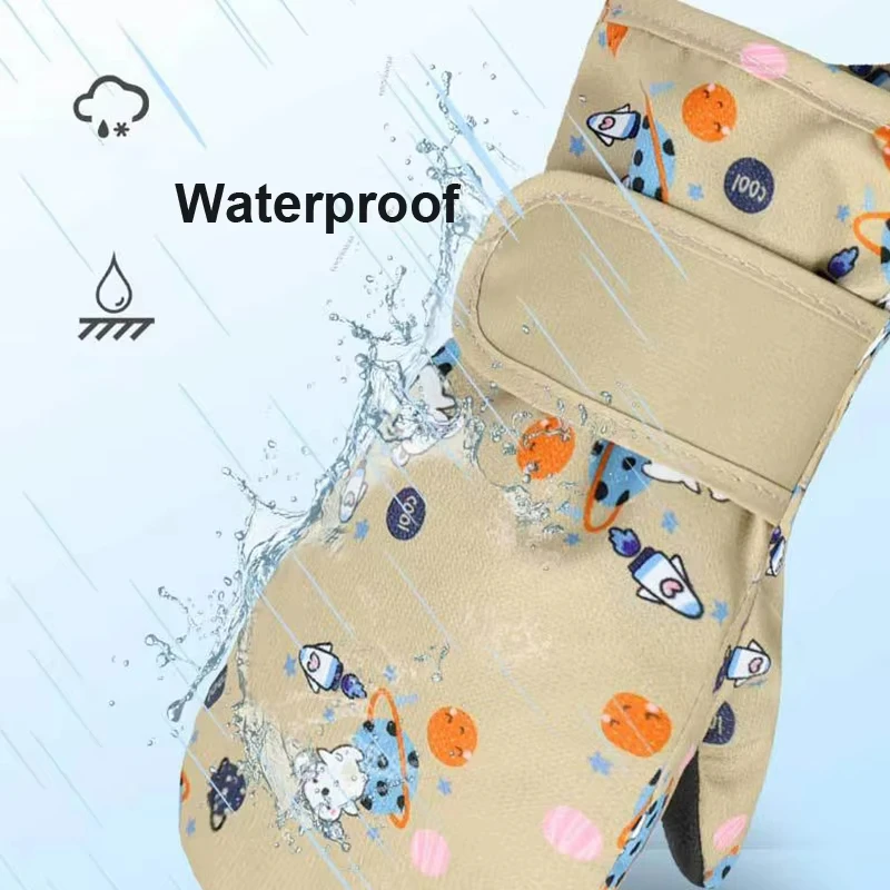 Winter Cartoon Baby Mittens Snow Mittens Thicken Waterproof Kids Skiing Gloves for Boys Girls Outdoor Warm Accessories 1-6 Years 2
