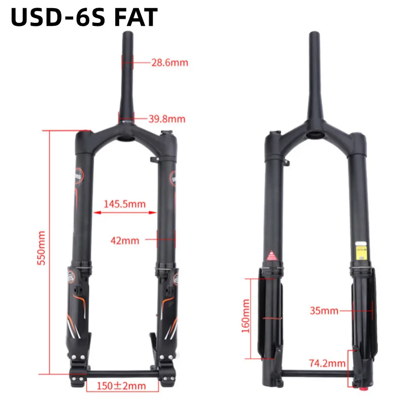 DNM USD-6 USD-6S FAT 26/27.5 Inch Snow Front Fork 15x150MM Mountain Bike Suspension Front Fork 110x15MM USD6 Stroke 160mm