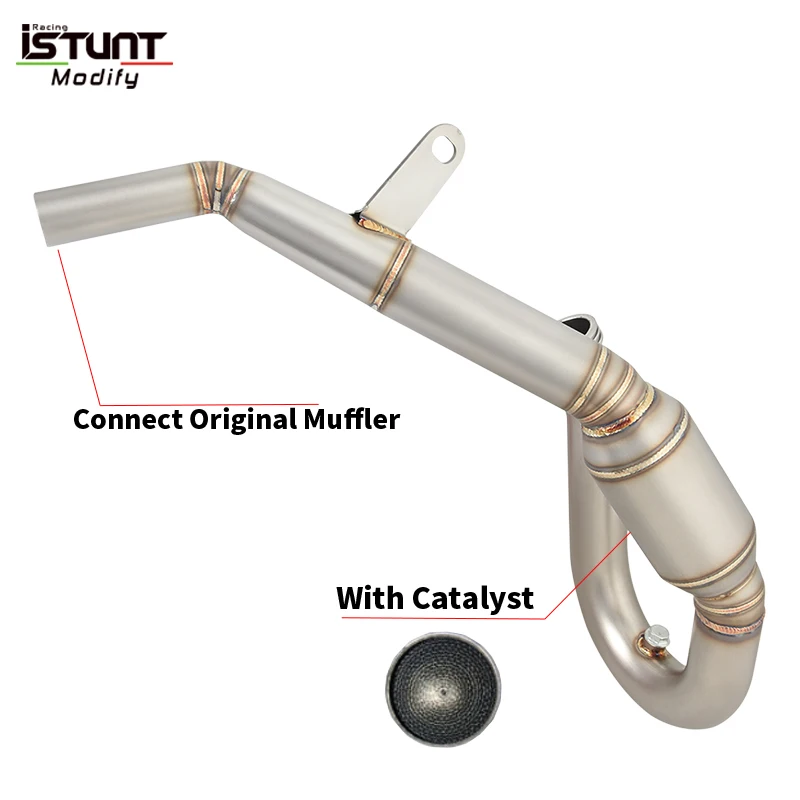 For KTM 250 300 EXC TPI SX XC 2017 - 2019 Motorcycle Exhaust Escape Moto Front Link Pipe With Catalyst Connect Original Muffler - Image 2