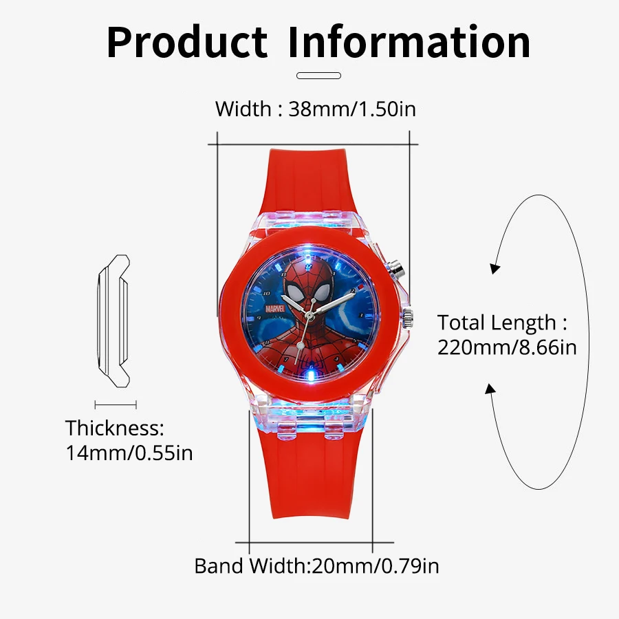 Disney Mickey Mouse Meisjes Horloges Kinderen Siliconen Band Kleurrijke Lichte Spiderman Kids Watch Student Quartz Klok Reloj Infanti