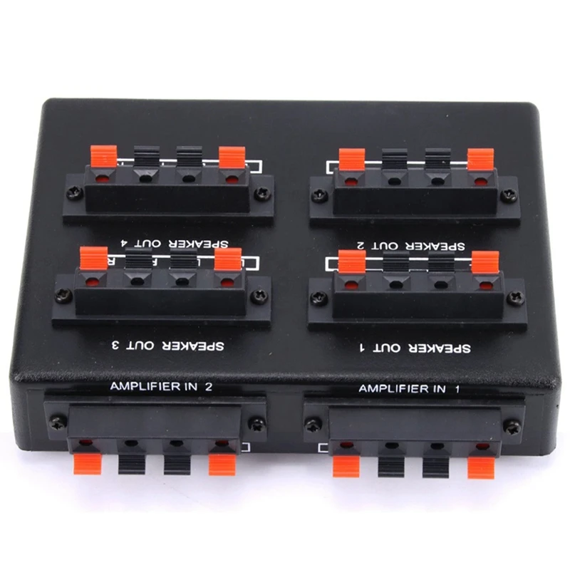 

SP-24 Mini 2-IN-4-OUT Stereo Audio Selector Amplifier Switcher Box Speaker Splitter Durable Easy To Use