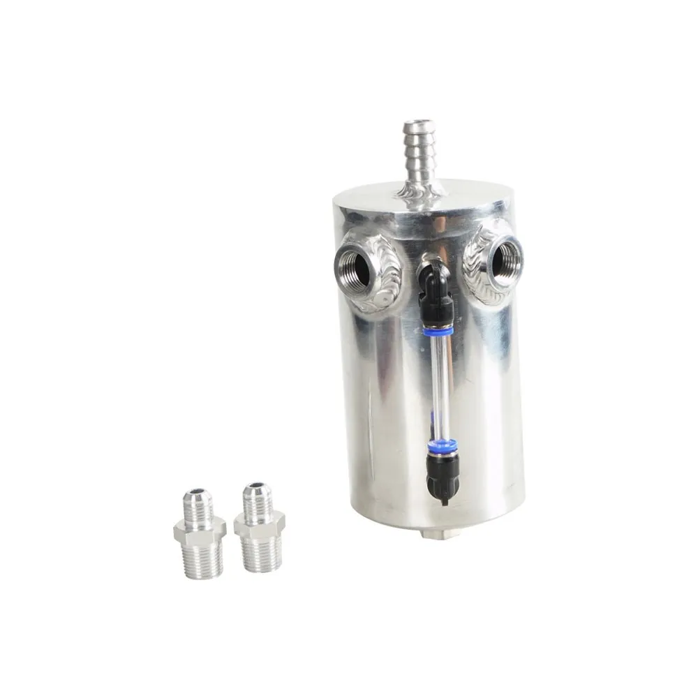 500ml Universal Breather Tank Kit Oil Catch Can 3/8 NPT Aluminum Alloy Polished Chrome Car Fuel Tank Silver OCC-1003 New Arrive