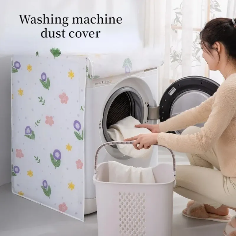 PEVA Washing Machine Cover Transparent Sunscreen Dust Proof Front Loading Home Laundry Accessory