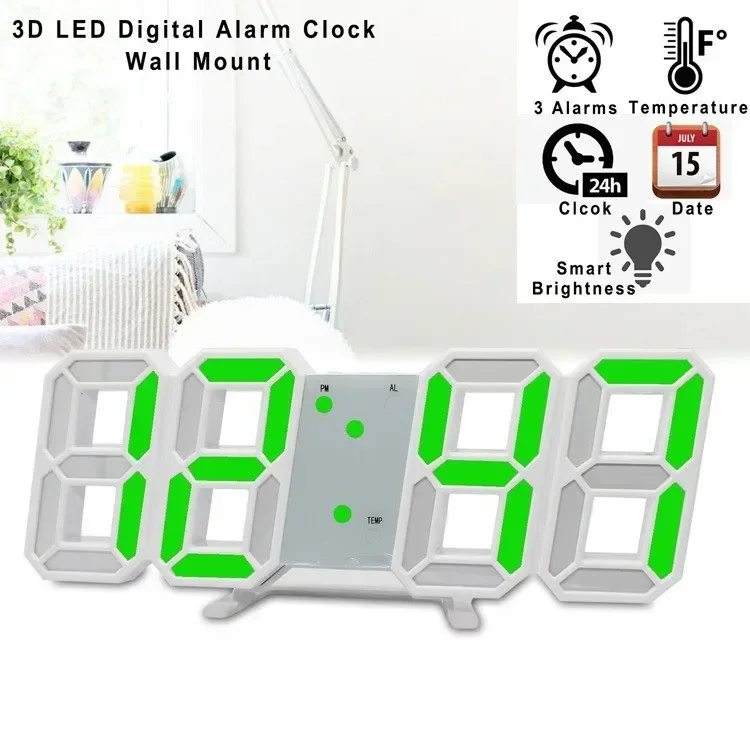 3D Wall Clock Led Digital Watches Hanging Decoration Home Decoration for Bedroom Decor Interior Room Night Light Mode Large wall clock,digital wall clock