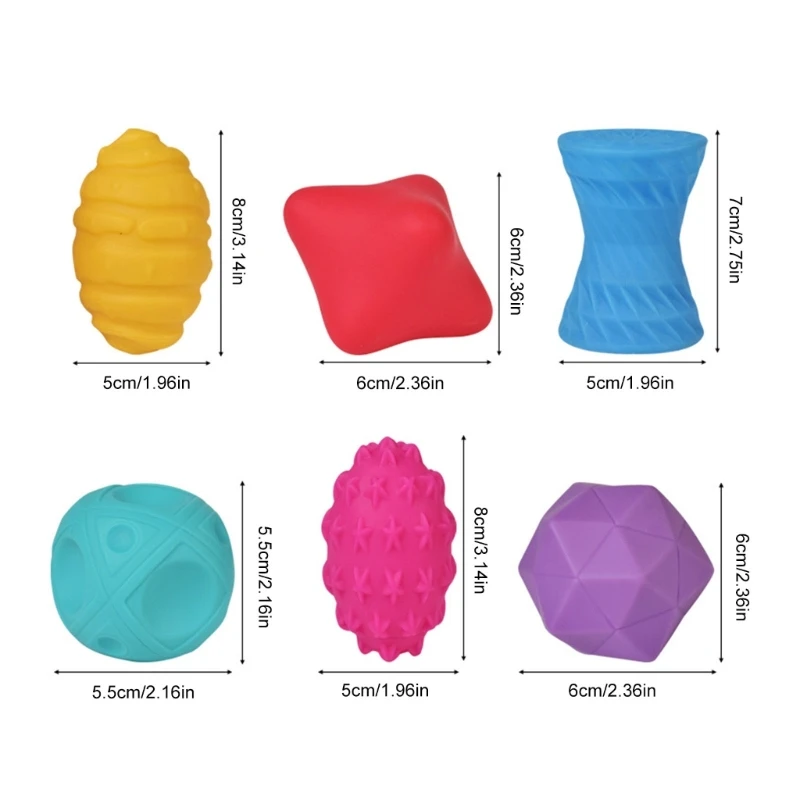 Soft Rubber Textured Baby Hand Grip Toy for Sensory Development Multitexture Baby Grab Toy Pastel Color D5QA