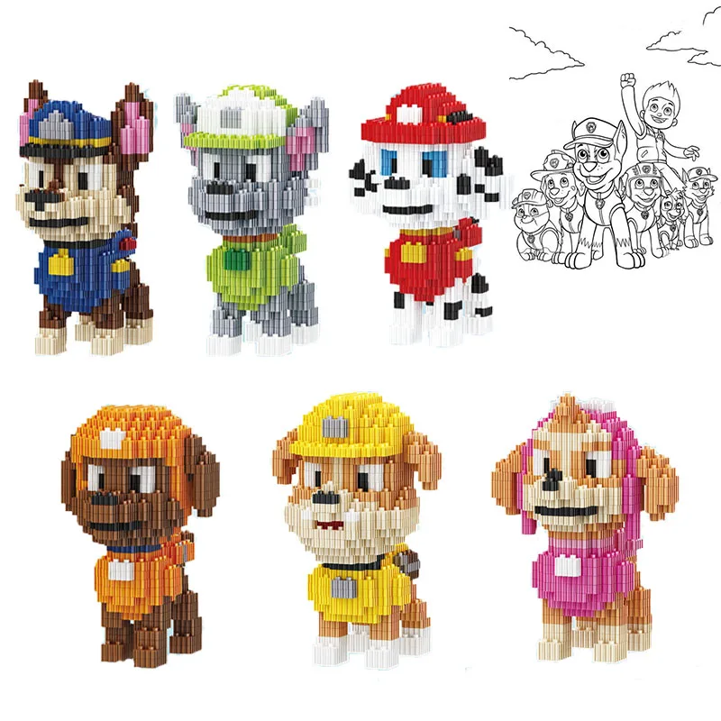

Paw Patrol Building Blocks Anime Figure Marshall Rocky Rubble Image Puzzle Assembly Toy Bricks Children Festival Small Gifts