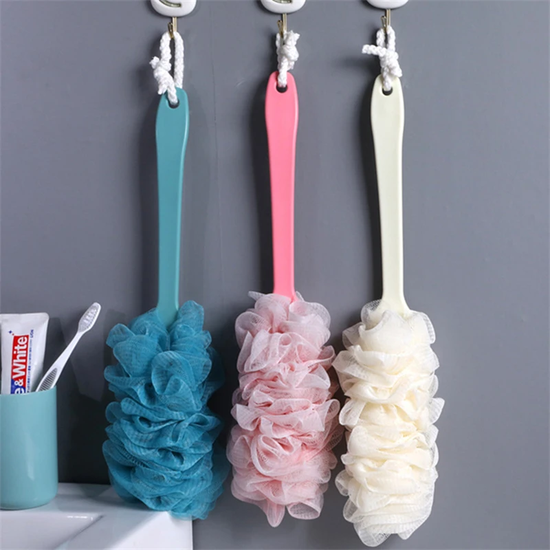 

Massage Brushes New Long Handle Hanging Soft Mesh Back Body Bath Shower Brush Scrubber Sponge For Bathroom Cleaner Shower Brush