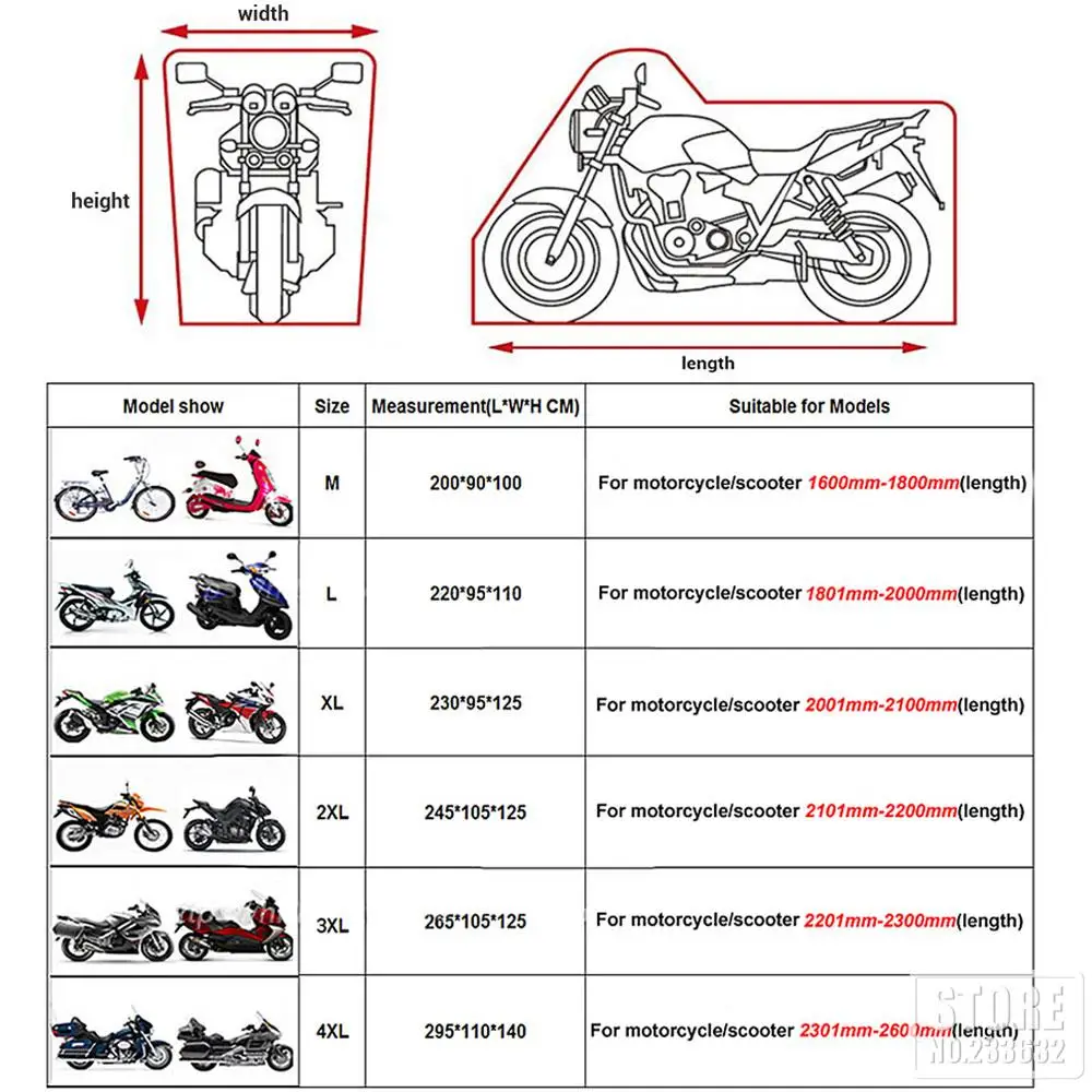 Waterproof Motorbike Cover Dustproof UV Bike Protection All Season Motorbike Bike Cover Outdoor Indoor Motocross Rain Cover