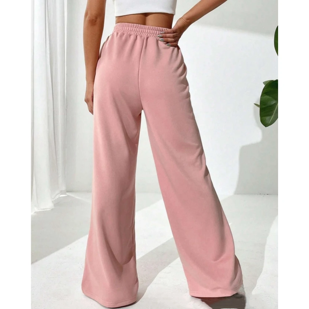 Fashion Femme Ruched Fold Wide Leg Pants Women Casual High Waist Shirred Pink Trousers Work Out Pants Streetwear Baggy Pants y2k
