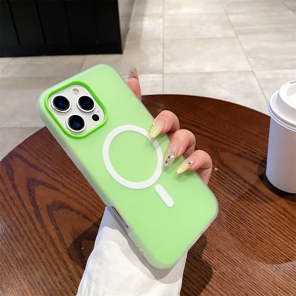 Luxury Candy MagSafe Wireless Charging Matte Phone Case with Magnetic Bumper Cover
