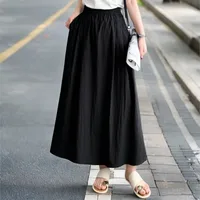 100KG Summer Long Skirt New Style Solid Color White Plus Size Women Fold A-Line Skirt 2509 - Image 6